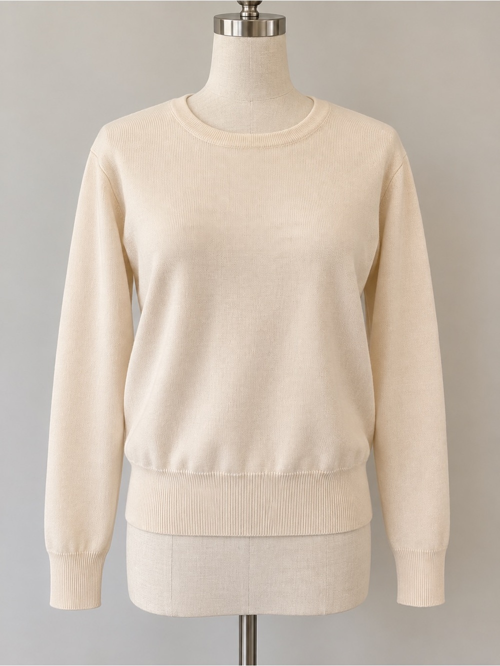 Vintage 90s Lauren Alexandra 100% Merino Wool Ivory Crewneck Sweater S